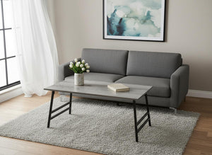 HomeRoots 40" Gray and Black Metal Coffee Table - Modern Eucalyptus-Inspired Design for Stylish Living Rooms 489943