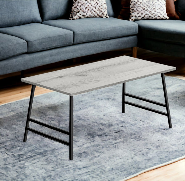Homeroots 40" Gray And Black Metal Coffee Table   489943
