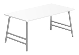 HomeRoots 40" Modern White and Silver Coffee Table – Stylish Rectangular Centerpiece for Any Living Space 489944