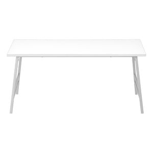 HomeRoots 40" Modern White and Silver Coffee Table – Stylish Rectangular Centerpiece for Any Living Space 489944