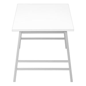 HomeRoots 40" Modern White and Silver Coffee Table – Stylish Rectangular Centerpiece for Any Living Space 489944