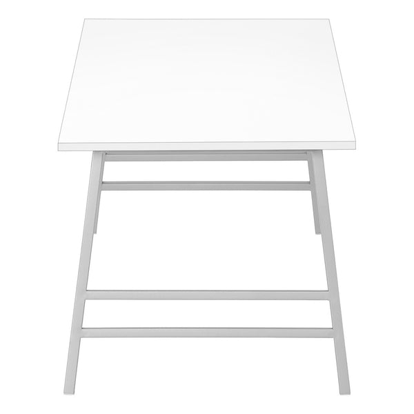 HomeRoots 40" Modern White and Silver Coffee Table – Stylish Rectangular Centerpiece for Any Living Space 489944