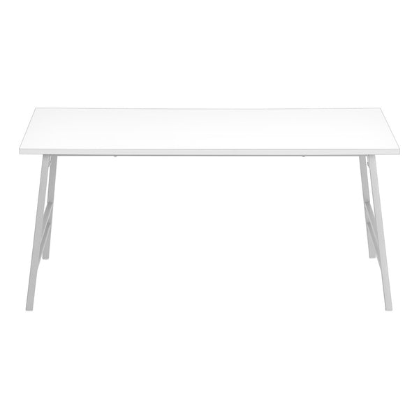 HomeRoots 40" Modern White and Silver Coffee Table – Stylish Rectangular Centerpiece for Any Living Space 489944