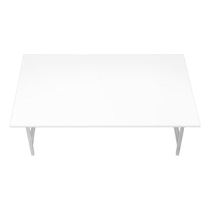 HomeRoots 40" Modern White and Silver Coffee Table – Stylish Rectangular Centerpiece for Any Living Space 489944