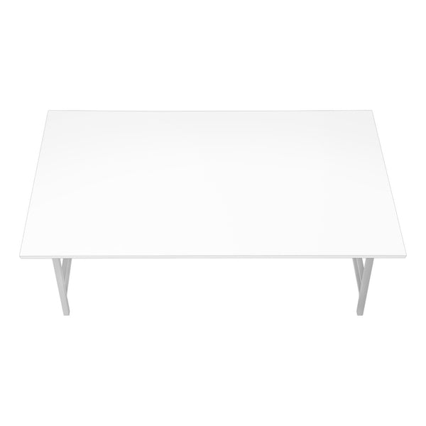 HomeRoots 40" Modern White and Silver Coffee Table – Stylish Rectangular Centerpiece for Any Living Space 489944
