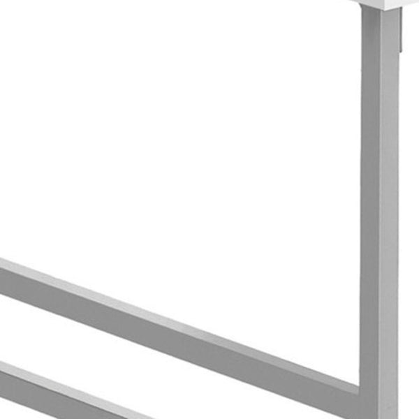 HomeRoots 40" Modern White and Silver Coffee Table – Stylish Rectangular Centerpiece for Any Living Space 489944