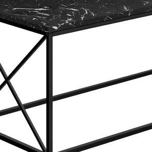 HomeRoots 41" Black Wood and Metal Coffee Table - Modern Rectangular Design for Stylish Living Room Décor 489946