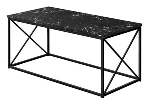 HomeRoots 41" Black Wood and Metal Coffee Table - Modern Rectangular Design for Stylish Living Room Décor 489946