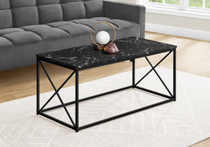 HomeRoots 41" Black Wood and Metal Coffee Table - Modern Rectangular Design for Stylish Living Room Décor 489946