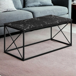Homeroots 41" Black Wood And Metal Coffee Table   489946