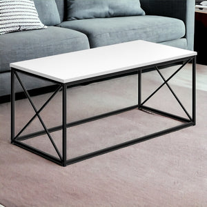 Homeroots 41" White Wood And Metal Coffee Table   489948