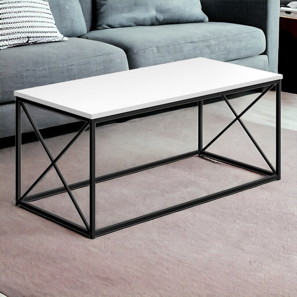 Homeroots 41" White Wood And Metal Coffee Table   489948