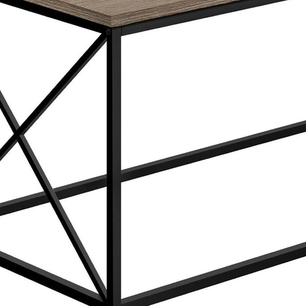 HomeRoots 41" Taupe and Black Metal Coffee Table - Stylish Rectangular Design for Modern Living Spaces & Offices 489949