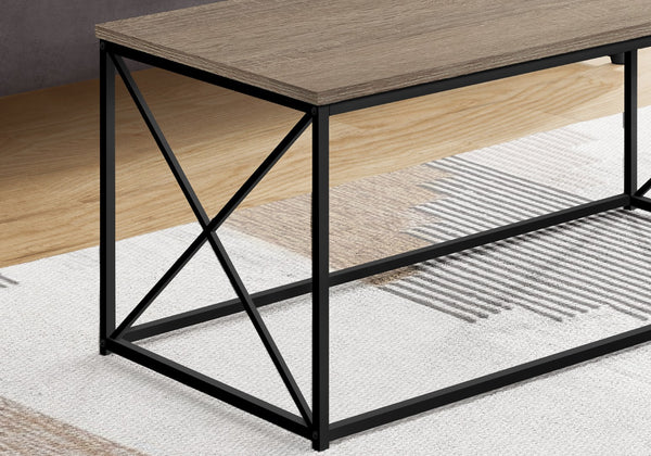 HomeRoots 41" Taupe and Black Metal Coffee Table - Stylish Rectangular Design for Modern Living Spaces & Offices 489949