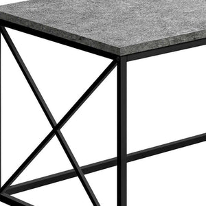 HomeRoots 41" Gray Wood and Black Metal Coffee Table - Modern Industrial Design for Stylish Living Spaces 489951
