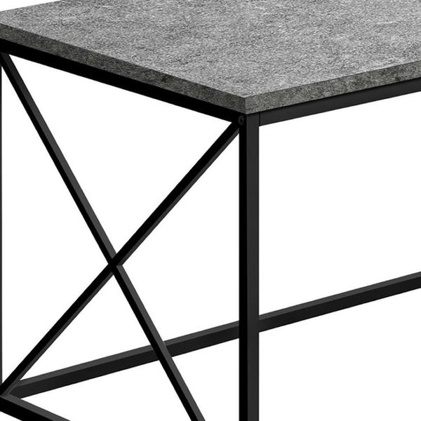 HomeRoots 41" Gray Wood and Black Metal Coffee Table - Modern Industrial Design for Stylish Living Spaces 489951