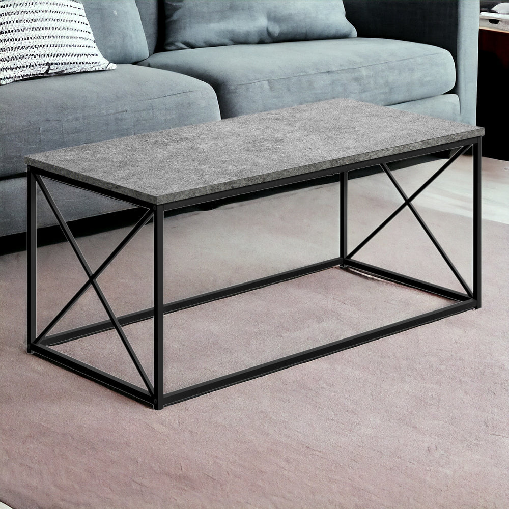 Homeroots 41" Gray And Black Wood And Metal Coffee Table   489951
