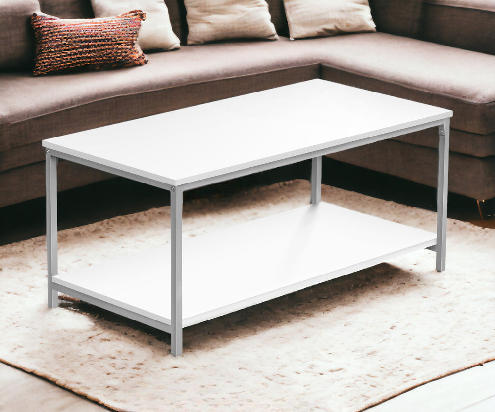 Homeroots 40" White And Silver Metal Coffee Table   489954