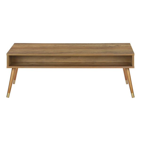 HomeRoots 44" Timeless Solid Wood Coffee Table with Drawer and Shelf - Elegant Storage for Modern Spaces 489955