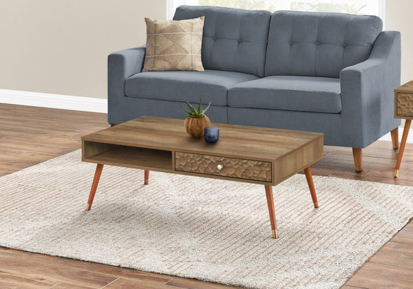 HomeRoots 44" Timeless Solid Wood Coffee Table with Drawer and Shelf - Elegant Storage for Modern Spaces 489955