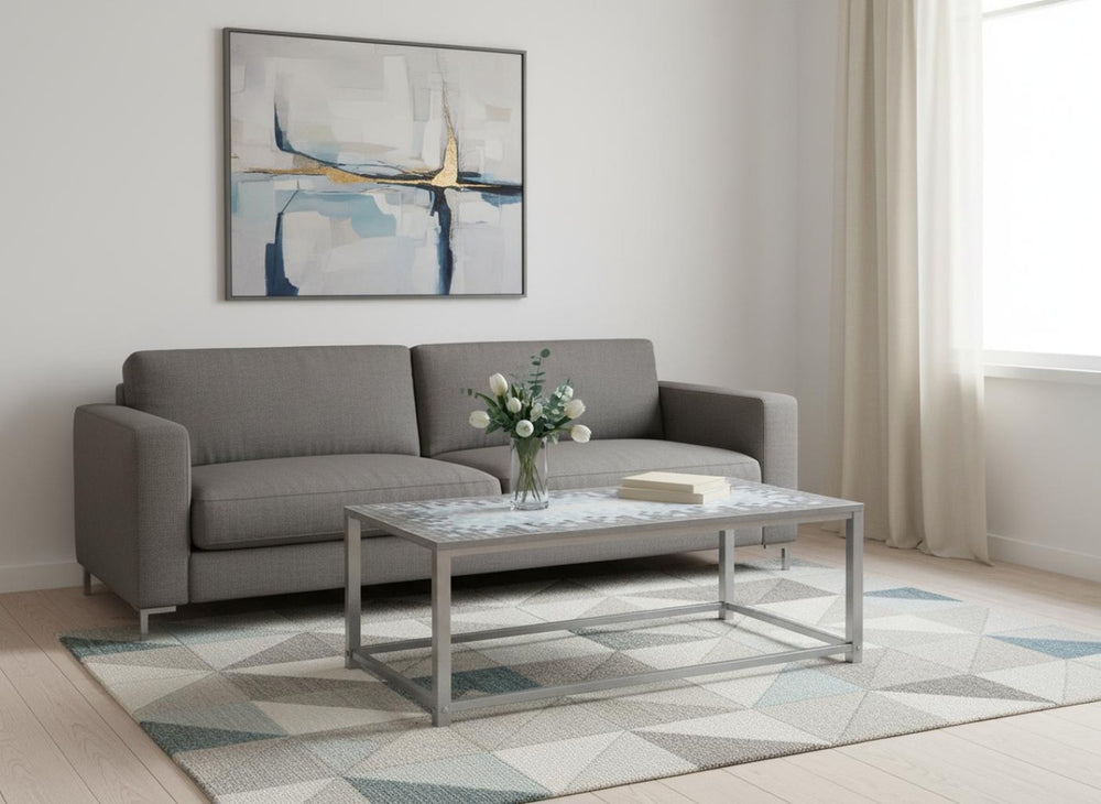 HomeRoots 42" Modern Gray Metal Coffee Table - Sleek Industrial Design for Minimalist Living Spaces, Easy Assembly! 489956