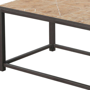 HomeRoots 42" Brown Metal Coffee Table - Modern Rectangular Design for Living Spaces, Durable & Stylish Decor 489957