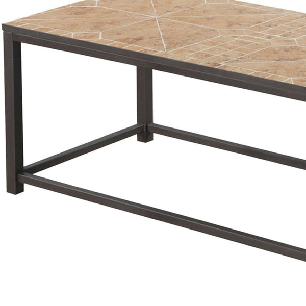 HomeRoots 42" Brown Metal Coffee Table - Modern Rectangular Design for Living Spaces, Durable & Stylish Decor 489957