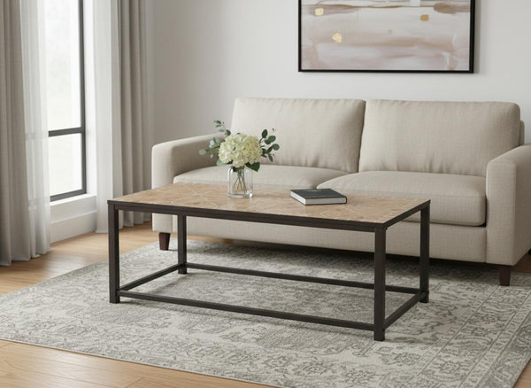 HomeRoots 42" Brown Metal Coffee Table - Modern Rectangular Design for Living Spaces, Durable & Stylish Decor 489957