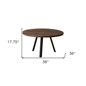 Homeroots 36" Brown And Black Round Coffee Table   489958