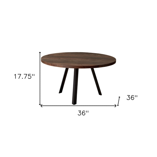 Homeroots 36" Brown And Black Round Coffee Table   489958