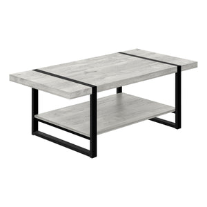 Homeroots 47" Gray And Black Coffee Table With Shelf   489959
