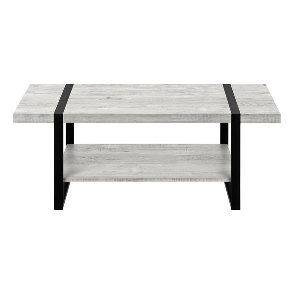 Homeroots 47" Gray And Black Coffee Table With Shelf   489959