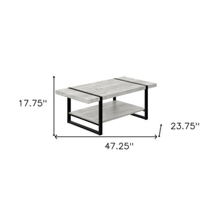 Homeroots 47" Gray And Black Coffee Table With Shelf   489959