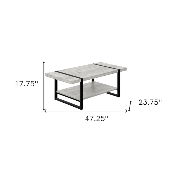 Homeroots 47" Gray And Black Coffee Table With Shelf   489959
