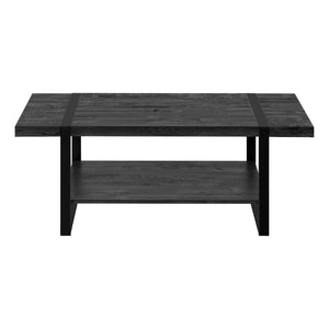HomeRoots 47" Modern Black Coffee Table with Lower Shelf for Stylish Storage in Living Rooms & Offices 489960