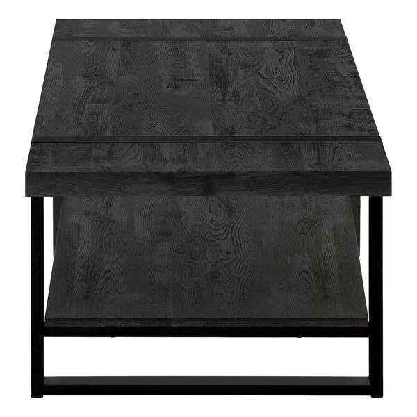 HomeRoots 47" Modern Black Coffee Table with Lower Shelf for Stylish Storage in Living Rooms & Offices 489960