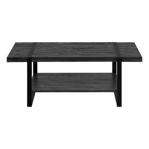 HomeRoots 47" Modern Black Coffee Table with Lower Shelf for Stylish Storage in Living Rooms & Offices 489960