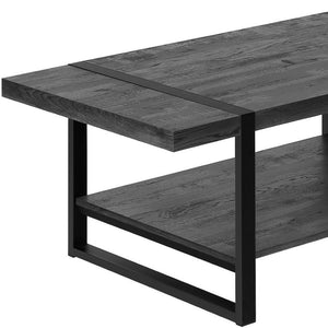 HomeRoots 47" Modern Black Coffee Table with Lower Shelf for Stylish Storage in Living Rooms & Offices 489960