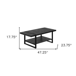 Homeroots 47" Black Coffee Table With Shelf   489960