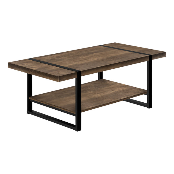 Homeroots 47" Brown And Black Wood Coffee Table With Shelf   489961