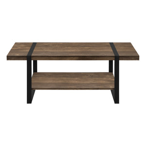 Homeroots 47" Brown And Black Wood Coffee Table With Shelf   489961