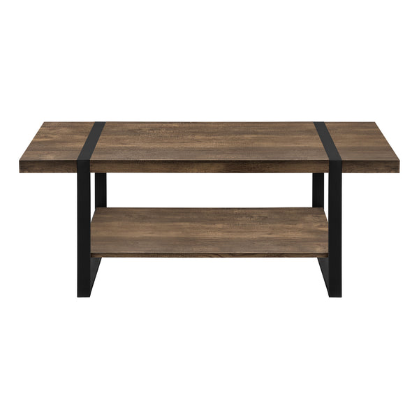 Homeroots 47" Brown And Black Wood Coffee Table With Shelf   489961