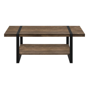 Homeroots 47" Brown And Black Wood Coffee Table With Shelf   489961