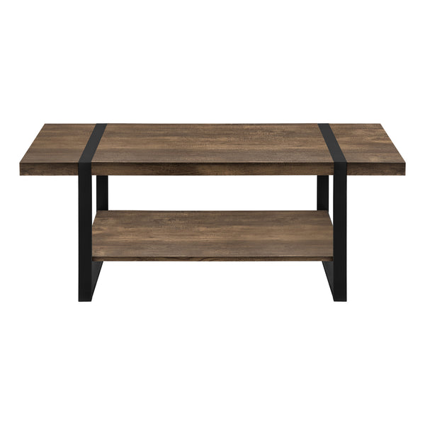 Homeroots 47" Brown And Black Wood Coffee Table With Shelf   489961