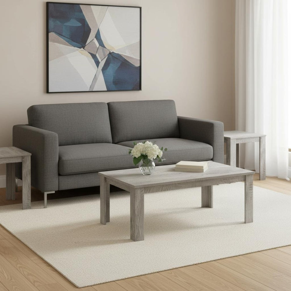 HomeRoots Set of Three 44" Gray Coffee Tables - Modern Design with Durable Build for Versatile Home Styling 489965