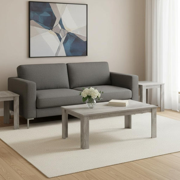 HomeRoots Set of Three 44" Gray Coffee Tables - Modern Design with Durable Build for Versatile Home Styling 489965
