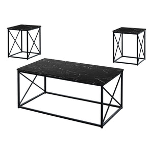 Homeroots Set Of Three 42" Black Metal Coffee Table   489966