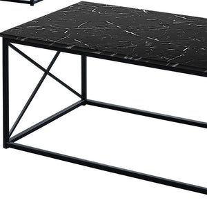 Homeroots Set Of Three 42" Black Metal Coffee Table   489966