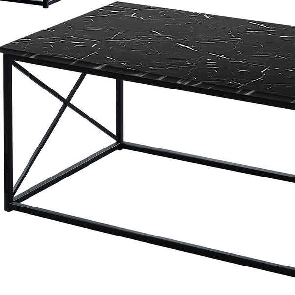 Homeroots Set Of Three 42" Black Metal Coffee Table   489966