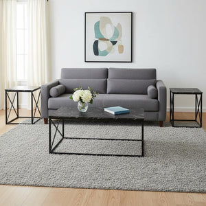 HomeRoots Set of Three 42" Black Metal Coffee Tables – Modern Nesting Design for Stylish Living Spaces & Versatility 489966